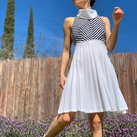 Vintage 1970s Nautical Disco Halter Dress! | Color: Blue/White | Size: S | Boopievintage's Closet